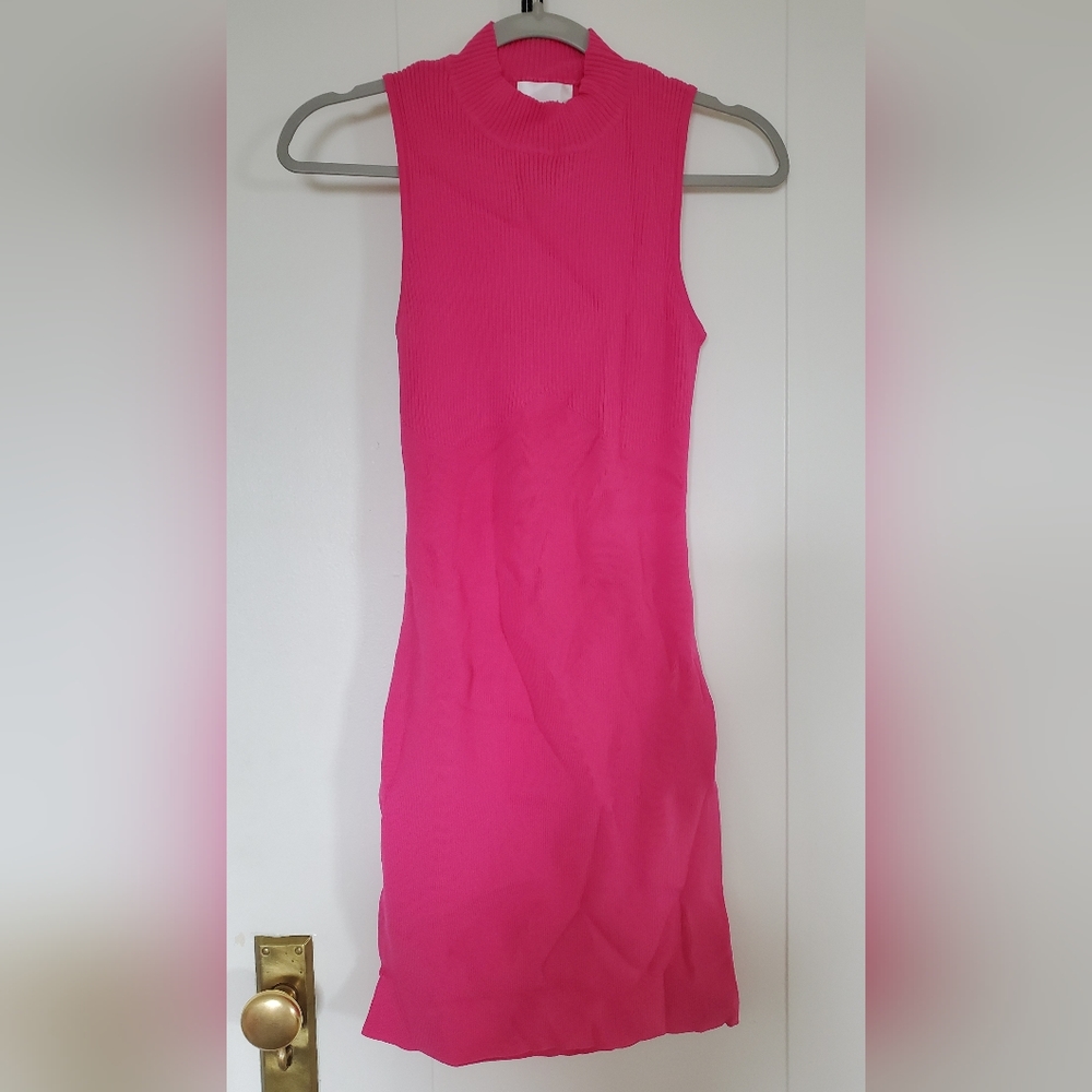 Hot Pink Knit Dress with Back Cut out by Line and Dot, Size M